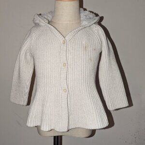 🐲3 FOR $9🦄 Nautica Cream Hooded Long Sleeve Cardigan Heavy Weight Knit Sweater